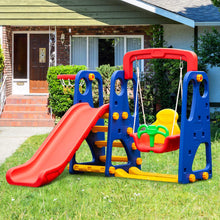 Load image into Gallery viewer, Toddler Swing and Slide Set, 4-in-1 Children Climber and Swing Set with Basketball Hoop
