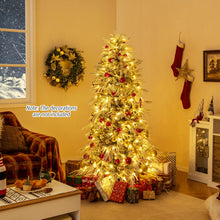 Load image into Gallery viewer, 6 FT Artificial Christmas Tree Flocked Xmas Tree with 250 Warm White LED Lights and Folding Metal Stand
