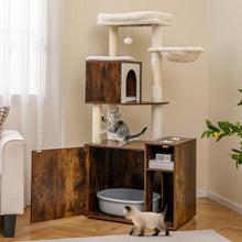 Load image into Gallery viewer, Cat Litter Box Enclosure with Sisal Scratching Post and Mat
