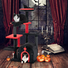 Load image into Gallery viewer, Gothic Cat Tree 134cm Tall Cat Tower with Cat Bed for Indoor Kitten and Adult Cat
