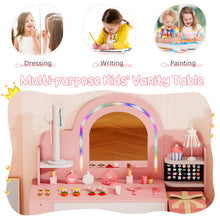 Load image into Gallery viewer, Kids Vanity Desk with Mirror and Open Storage Shelves
