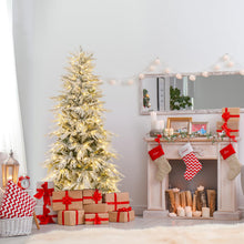 Load image into Gallery viewer, 6 FT Artificial Christmas Tree Flocked Xmas Tree with 250 Warm White LED Lights and Folding Metal Stand
