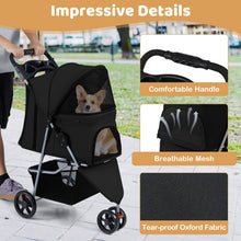 Load image into Gallery viewer, Pet Stroller with Adjustable Canopy and 3 Shock-absorbing Wheels
