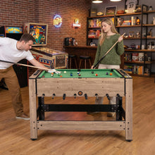 Load image into Gallery viewer, 124cm Reversible Football &amp; Pool Combo Table with 2 Foosballs
