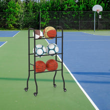 Load image into Gallery viewer, 3-Tier Basketball Rack with 4 Universal Wheels and Metal Frame
