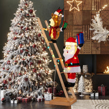 Load image into Gallery viewer, 5.5 Feet Lighted Reindeer and Santa Claus on Ladder 3D Pre-Lit Indoor Outdoor
