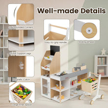 Load image into Gallery viewer, Kids Grocery Store Playset Wooden Pretend Play Supermarket with Shopping Cart
