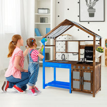Load image into Gallery viewer, Outdoor Solid Wood Mud Kitchen with Canopy and Rotatable Faucet
