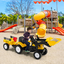 Load image into Gallery viewer, Kids Ride on Excavator, Pedal Go Kart with Manual Control Bucket, Detachable Cargo Trailer, Shovel, Rake
