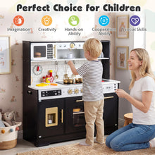 Load image into Gallery viewer, Kids Play Kitchen, Wooden Pretend Toy Kitchen with Realistic Lights &amp; Sounds
