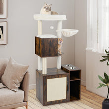 Load image into Gallery viewer, Cat Litter Box Enclosure with Sisal Scratching Post and Mat
