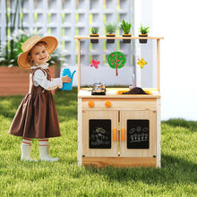 Load image into Gallery viewer, Kids Mud Kitchen, Fir Wood Children Potting Bench Table with 4 Pots
