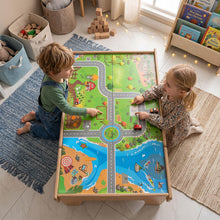 Load image into Gallery viewer, Wooden Train Track Set, 3-in-1 Kids Activity Table
