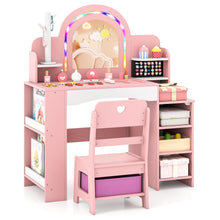 Load image into Gallery viewer, Kids Vanity Desk with Mirror and Open Storage Shelves
