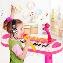 Load image into Gallery viewer, 31 Keys Kids Piano and Stool with Adjustable Microphone
