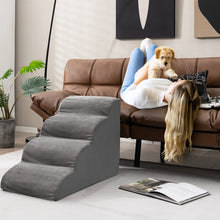 Load image into Gallery viewer, 4-Tier Foam Dog Ramp with Washable Zippered Cover and Silicone Paw Prints

