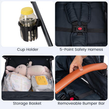 Load image into Gallery viewer, Convertible Baby Stroller with Footmuff and Extendable Canopy
