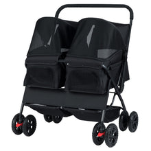 Load image into Gallery viewer, Double Pet Stroller, Foldable Dog Travel Pushchair Cat Buggy with 2 Carriers
