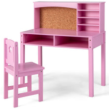 Load image into Gallery viewer, Wooden Kids Desk and Chair Set with Hutch for Studying and Reading
