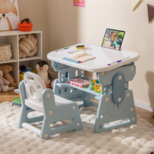 Load image into Gallery viewer, Kids Table and Chair Set with Tiltable Whiteboard and Book Stand
