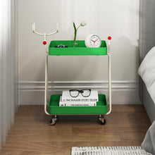Load image into Gallery viewer, Reindeer Side Table 2-Tier Christmas Rolling Cart with Metal Frame and Wheels
