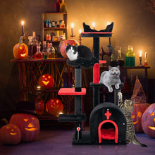 Load image into Gallery viewer, Gothic Cat Tree 134cm Tall Cat Tower with Cat Bed for Indoor Kitten and Adult Cat
