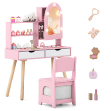Load image into Gallery viewer, Kids Vanity Set Pretend Play Dressing Table Set with 3-Color Lighting Modes
