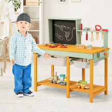 Load image into Gallery viewer, Kids Workbench, Wooden Play Workbench with Chalkboard, Storage Shelf
