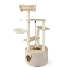 Load image into Gallery viewer, 141cm Tall Wooden Cat Tree for Indoor Cats Solid Plywood Multi-Level Kitten Tower
