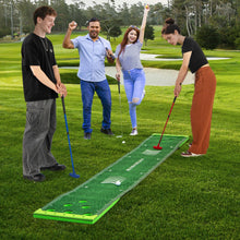 Load image into Gallery viewer, 11 FT Putting Green Mat with 2 Adjustable Putters 6 Balls and 12 Hole Covers for Party
