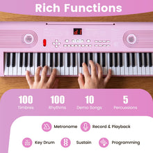 Load image into Gallery viewer, 61 Key Electric Keyboard Piano, Portable Digital Piano with Microphone
