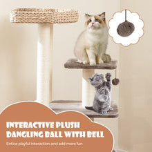 Load image into Gallery viewer, Cat Tree, Modern Cat Tower with Sisal Scratching Posts, Perch, Dangling Ball, Hand-Made Wicker Cat Condo
