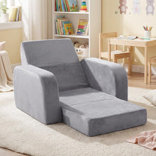 Load image into Gallery viewer, Children's Armchair, 3 in 1 Convertible Fold Out Kids Sofa Bed with Velvet Fabric
