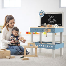 Load image into Gallery viewer, Kids Wooden Play Workbench with Blackboard and Tool Parts Set
