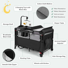 Load image into Gallery viewer, 5-in-1 Baby Bassinet Bedside Sleeper with Diaper Changer and Hanging Toys
