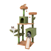 Load image into Gallery viewer, Cactus Cat Tree, 160cm Tall Cat Tower with Sisal Scratching Posts, 2 Perches, 2 Cat Condos, Hammock
