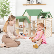 Load image into Gallery viewer, Kids Dollhouse, 3-Storey Wooden Dolls House with 6 Simulated Rooms
