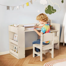 Load image into Gallery viewer, Wooden Toddler Craft Desk with Removable Paper Roll Holder &amp; Cubby Cabinet
