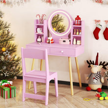 Load image into Gallery viewer, Wooden Girls Dressing Tables with 2-Color LED Lighted Mirror
