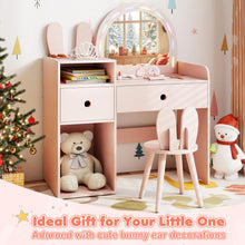 Load image into Gallery viewer, Kids Dressing Table, Girls Vanity Set with Lighted Mirror
