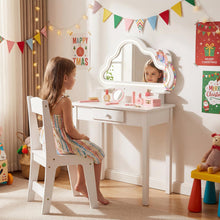 Load image into Gallery viewer, Kids Vanity Table and Chair Set, Children Dressing Table
