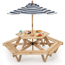 Load image into Gallery viewer, 6 Seat Kids Picnic Bench Set with Removable Adjustable Umbrella
