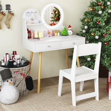 Load image into Gallery viewer, Kids Vanity Table and Chair with 2-Color LED Lighted Mirror
