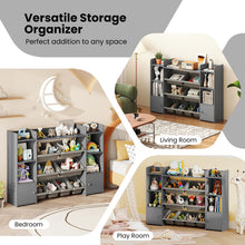 Load image into Gallery viewer, 142 cm Large Toy Storage Organizer with 8 Removable Bins and Bookshelf
