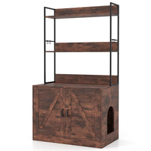 Load image into Gallery viewer, Modern Cat Litter Box Enclosure Cabinet with 3-Tier Shelves Metal Frame
