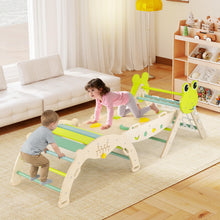 Load image into Gallery viewer, Toddler Climbing Frame, Kids Wooden Climber Toys Set with Arch, Reversible Ramp
