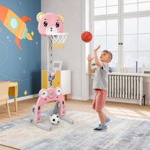 Load image into Gallery viewer, 3-in-1 Height Adjustable Basketball Stand with Football Goal and Ring Toss
