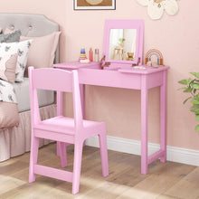 Load image into Gallery viewer, 2 in 1 Children Makeup Desk with Flip Top Mirror
