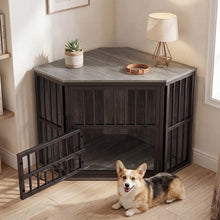 Load image into Gallery viewer, Wooden Dog House with 3-Level Adjustable Dog Bowl Rack
