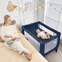 Load image into Gallery viewer, 2-in-1 Foldable Baby Playpen with Lockable Wheels and Mattress

